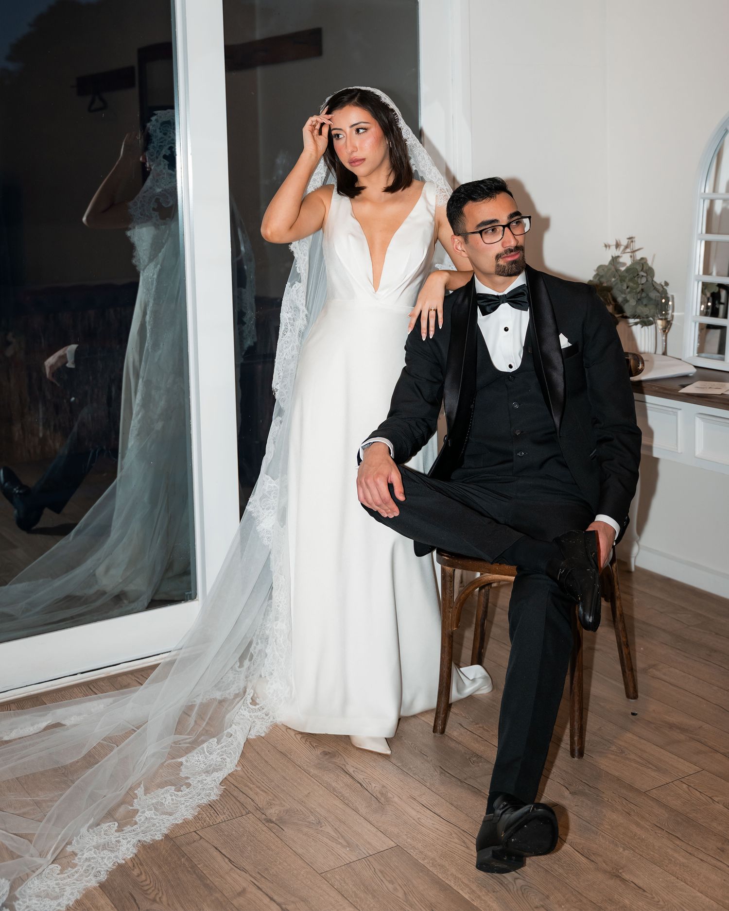 A couple together on their wedding day